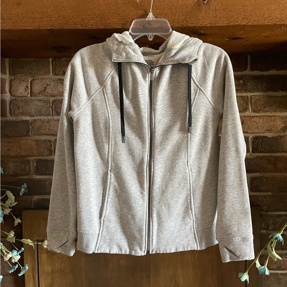 Light Gray Hooded Fleece Size S Jacket - Picture 1 of 5